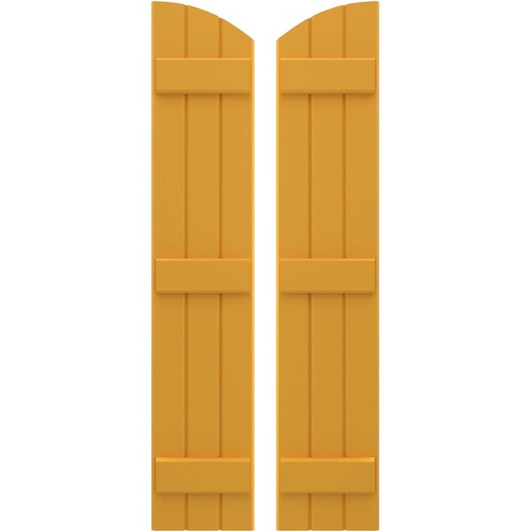 Ekena Millwork Americraft 3-Board (3 Batten) Wood Joined Board-n-Batten Shutters w/Ellipt Top, ARW401BE311X77TUH, PR ARW401BE311X77TUH - main
